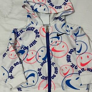 Nike Kids' White Hoodie with Smiley Faces Girls Size 9 Months